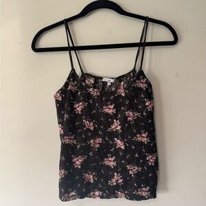 Y2K Charlotte Russe Black‎ Floral Lace Spaghetti Strap Cami Tank Top Size L